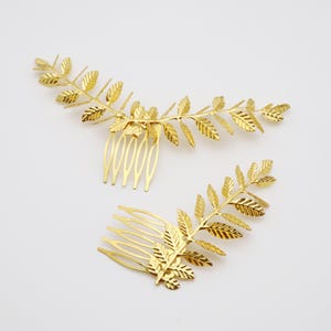 Gold olive leave branch hair comb pin fork clip/ Bride hair decoration accessories/ Mother's day gift