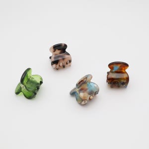 Mini presilhas de cabelo em formato de garras com efeito mármore / Acessórios para cabelo / 4 peças