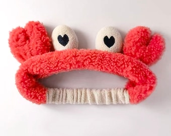 Crab spa headband/ Gift for her/ Red Pink/ Makeup Headband Cosmetic for Washing Face /Mother's day gift