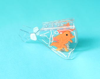 Presilha de cabelo divertida e fofa em formato de peixinho dourado, criatura marinha / Acessório de cabelo / Presente para ela / Acessórios
