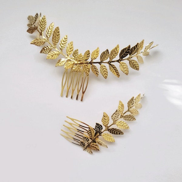 Gold olive leave branch hair comb pin fork clip/ Bride hair decoration accessories /Mother's day gift