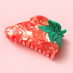 Strawberry rhinestone red hair claw clip/ Medium hair claw/ Gift for her/ 1 piece