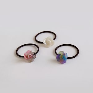 Rose flower hair tie elastic band 3 pieces/ Rubber Band Girls Ponytail Holder