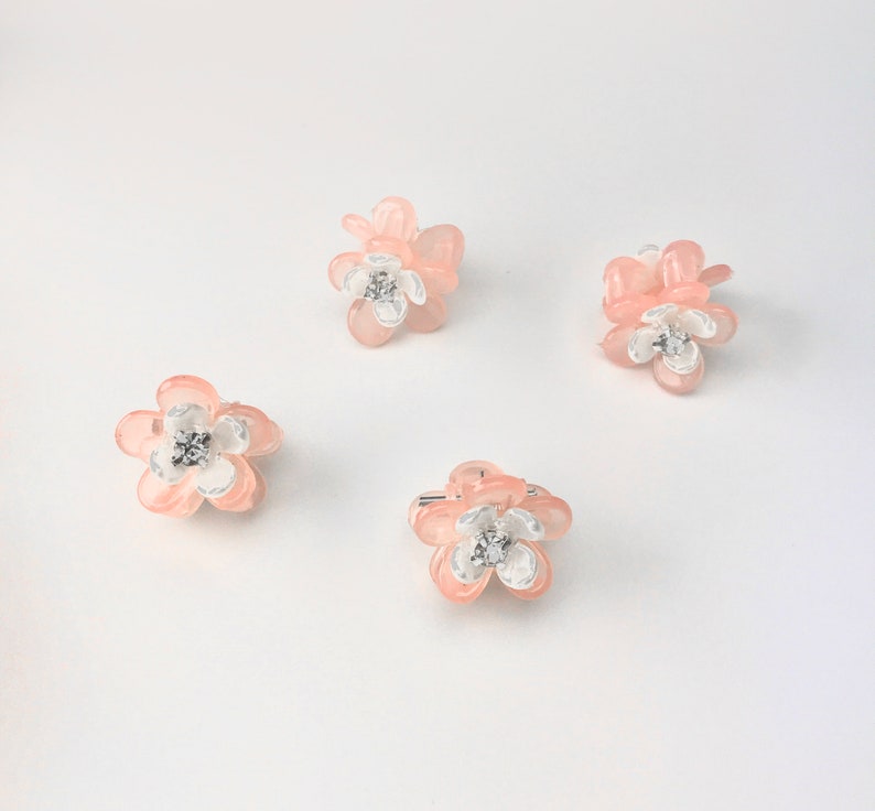 Flower girl small mini hair clip gold color/ Gift for her/ Hair Accessories /Mother's day gift Pink