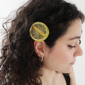 Lemon fruit fun hair barrettes clip/ Gift for her girlfriend wife bff/ 2 pieces/ funny gift