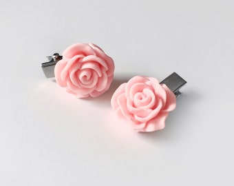 Pink rose Flower girl small mini hair clip/ Gift for her/ Hair Accessories/ Wedding bridesmaid