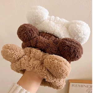 テディベア動物スパシャワーヘッドバンド/彼女へのギフト/洗顔用メイクアップヘッドバンド化粧品