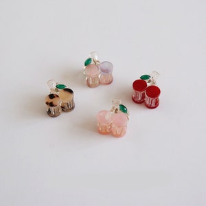 Small mini cherry fruit hair clip summer/ Gift for her/ Hair Accessories/ 4 pieces