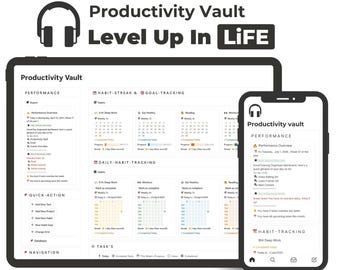 Notion Produktion Vault Vorlage, Habit & Aufgaben Tracker (Digitaler Download)