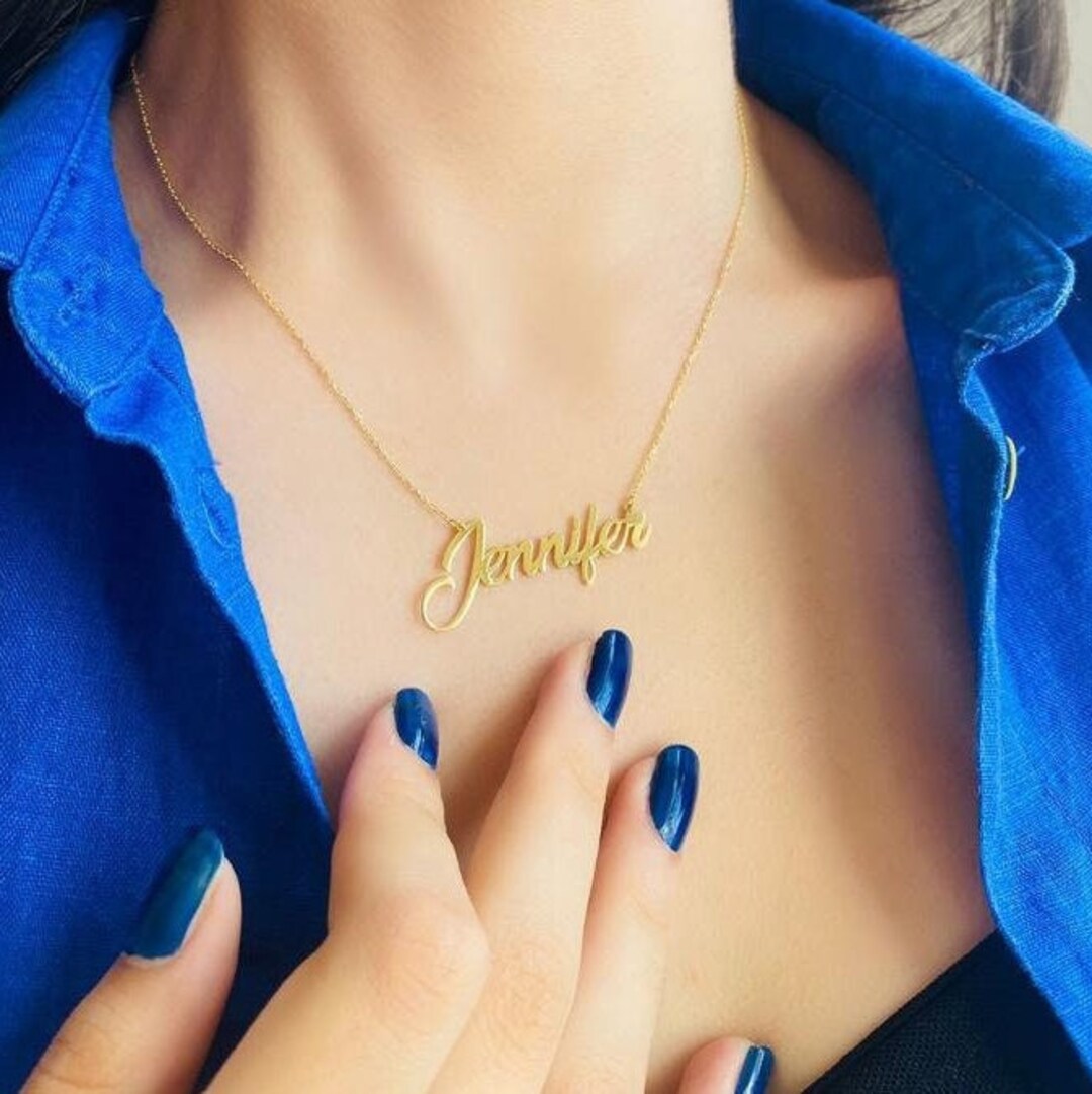 14K Solid Gold Personalized Name Necklace Handmade Name Etsy