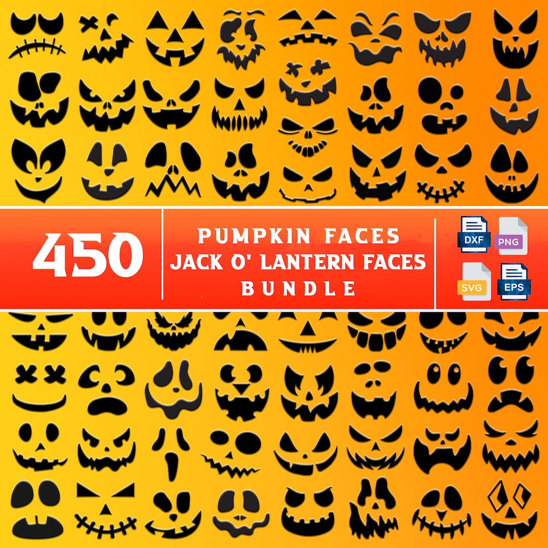 450 Pumpkin Face Svg Jack O Lantern Faces Halloween Pumpkins