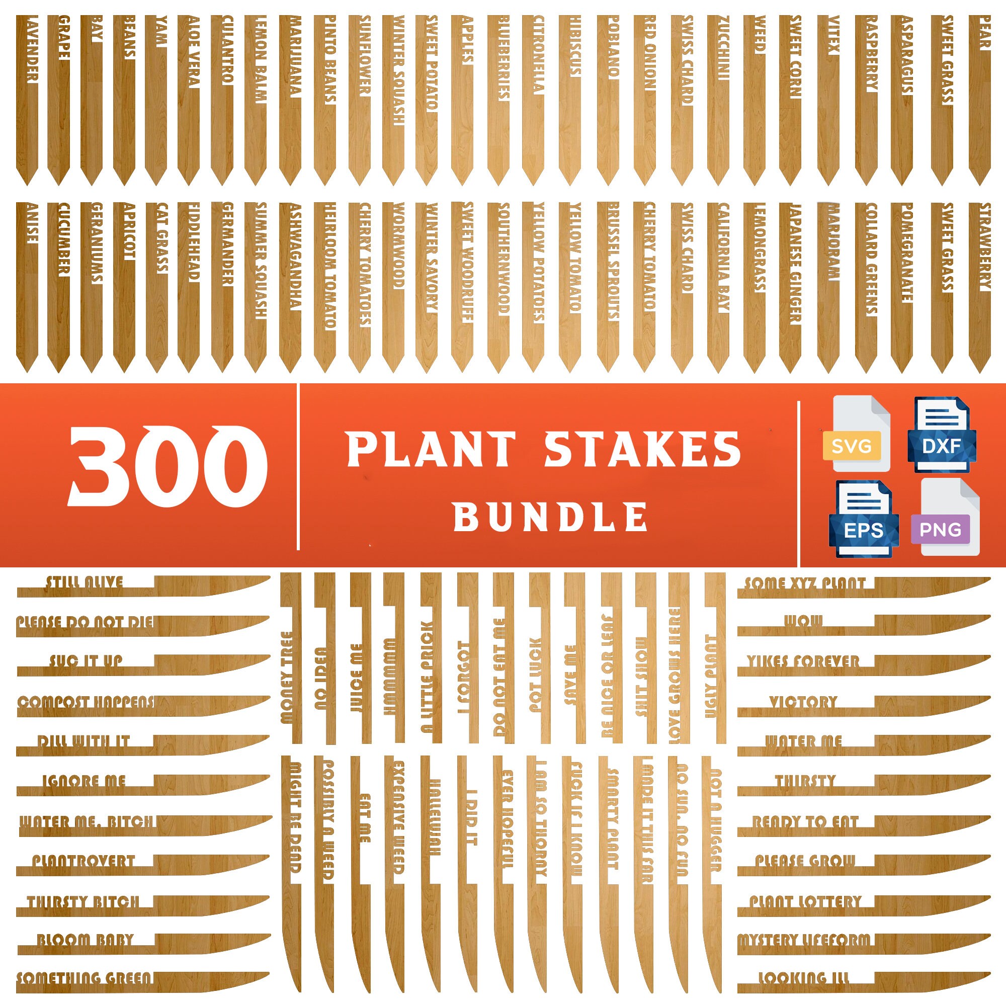 300 Garden Stakes Svg Plant Stakes Svg Garden Markers Svg Etsy