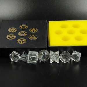 AAA Quality Clear Quartz Natural 7 pieces Geometry Set, Transparent Crystal Quartz, Healing Crystal, Metaphysical Crystal With Premium Box.