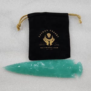 Handmade Milky Aqua Glass Arrowhead: Knapped Spearhead (1-6 inch)