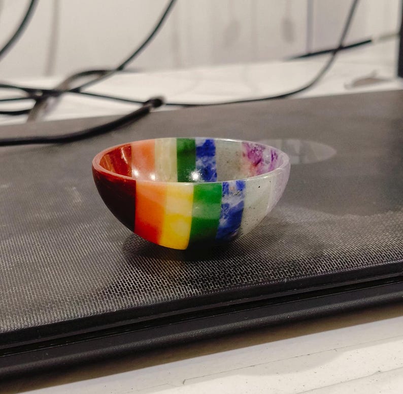 Handmade Seven Chakra Bonded Bowl 2"inch Size Polishing  7 Chakra Bowl Crystal Decoration Crystal Gift Crystal Healing Gemstone Bowl.