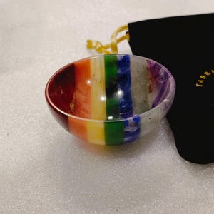 Handmade Seven Chakra Bonded Bowl 2"inch Size Polishing  7 Chakra Bowl Crystal Decoration Crystal Gift Crystal Healing Gemstone Bowl.