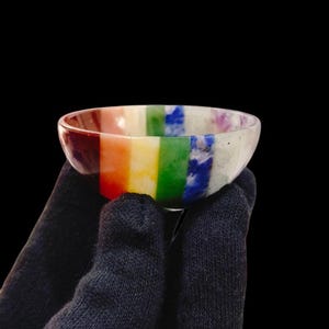 Handmade Seven Chakra Bonded Bowl 2"inch Size Polishing  7 Chakra Bowl Crystal Decoration Crystal Gift Crystal Healing Gemstone Bowl.