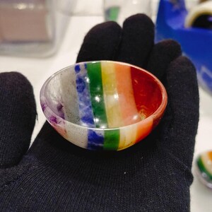 Handmade Seven Chakra Bonded Bowl 2"inch Size Polishing  7 Chakra Bowl Crystal Decoration Crystal Gift Crystal Healing Gemstone Bowl.