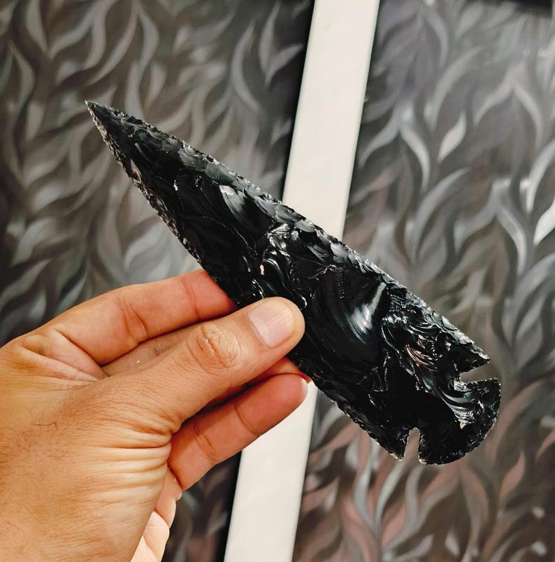 Black Obsidian Arrowhead 1-12 Inch, Hand Knapped Glass Spearhead ...