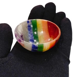 Handmade Seven Chakra Bonded Bowl 2"inch Size Polishing  7 Chakra Bowl Crystal Decoration Crystal Gift Crystal Healing Gemstone Bowl.
