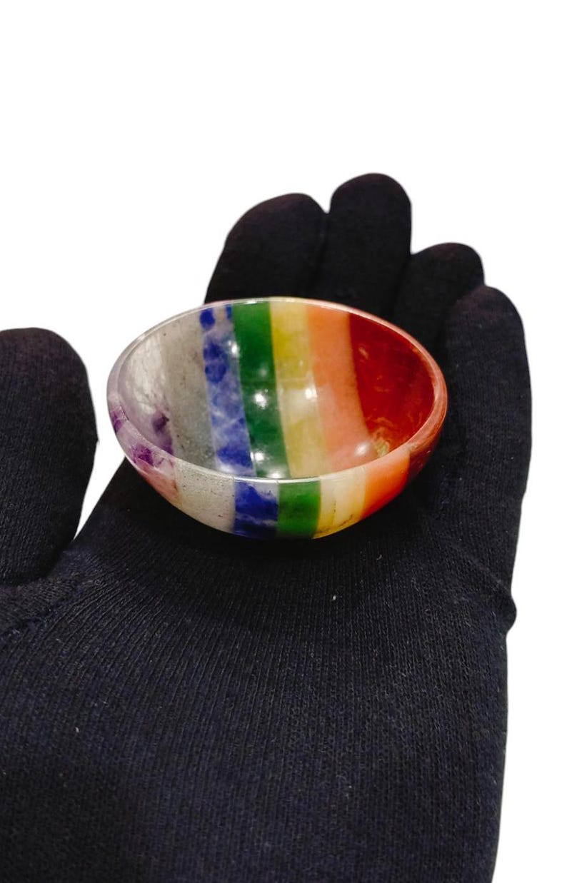 Handmade Seven Chakra Bonded Bowl 2"inch Size Polishing  7 Chakra Bowl Crystal Decoration Crystal Gift Crystal Healing Gemstone Bowl.