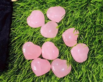Handmade Rose Quartz Heart, Natural Pink Crystal for Love & Self Care, Healing Pocket Stone, Heart Chakra Gift, 25mm Polished Worry Stone