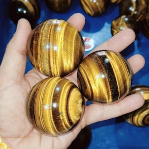 Natural Tiger Eye Quartz Crystal Sphere, Size 40-50 mm, Tiger Eye Stone Sphere, AAA Quality Genuine Tiger Eye Sphere| Free Metal Stand.