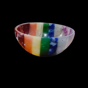 Handmade Seven Chakra Bonded Bowl 2"inch Size Polishing  7 Chakra Bowl Crystal Decoration Crystal Gift Crystal Healing Gemstone Bowl.