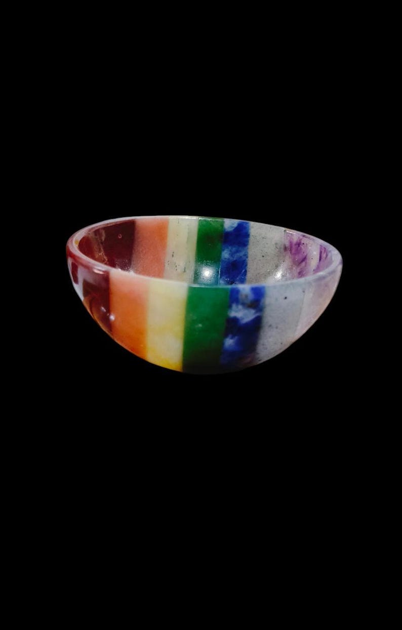 Handmade Seven Chakra Bonded Bowl 2"inch Size Polishing  7 Chakra Bowl Crystal Decoration Crystal Gift Crystal Healing Gemstone Bowl.