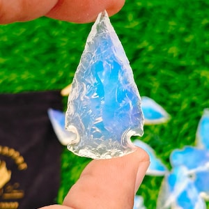 Hand Crafted Opalite Arrowhead Spearhead: 1&quot; Crystal Gemstone