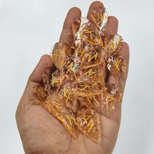 Light Orange Glass Arrowhead Runes With Velvet Storage Pouch – 25 Elder Futhark Set for Divination, Healing, and Chakra Energy.