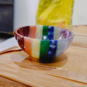 Handmade Seven Chakra Bonded Bowl 2"inch Size Polishing  7 Chakra Bowl Crystal Decoration Crystal Gift Crystal Healing Gemstone Bowl.