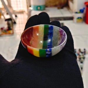 Handmade Seven Chakra Bonded Bowl 2"inch Size Polishing  7 Chakra Bowl Crystal Decoration Crystal Gift Crystal Healing Gemstone Bowl.