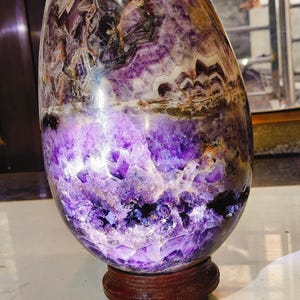 Natural Purple Amethyst Large Egg With Druzy 220MM - Natural Indian Amethyst Stone Eggs Crystal Healing Egg Purple Egg Super Seven Egg.