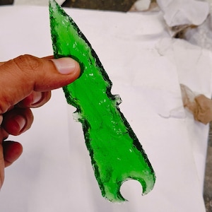 Green Obsidian Arrowhead 6&quot; inch, ATHAME, Spear Sharp Point, Crescent Arrow, Carved Spear Home Decor, Quartz Stone Arrowhead, Wicca Gifts.