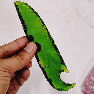 Green Obsidian Blade Spearhead Arrowhead 6&quot; inch | Hand Carved Crystal | Green Obsidian Spearhead Gemstone, Agate Arrowhead, Crystal Blade.