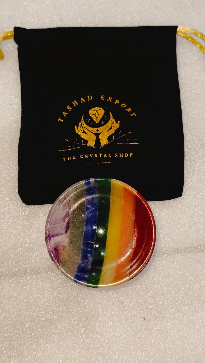 Handmade Seven Chakra Bonded Bowl 2"inch Size Polishing  7 Chakra Bowl Crystal Decoration Crystal Gift Crystal Healing Gemstone Bowl.