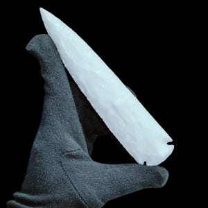 Handmade White Quartz Glass Arrowhead: Crystal Flint Spearhead (1 to 6 inch)