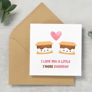 Carte de Saint-Valentin | Carte au fromage mignonne | Jeu de mots drôle de s'mores | Carte d'anniversaire/Saint-Valentin pour lui/elle | carte romantique | Blague grimaçante | Grincheux