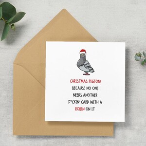 Carte de Noël drôle | Blague Robin Pigeon de Noël | Carte de voeux de vacances adulte hilarante de Zazzle.be Liste d'envies Vous avez des idées ? Humour sarcastique et culotté | Carte de Noël pour lui/elle