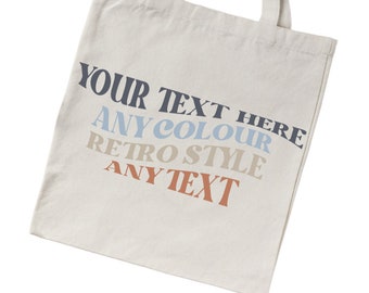 Retro Text Personalised Tote Bag|Custom Bag |Holiday  Gift| Printed Text Totebag | Hen Party | Gift Ideas