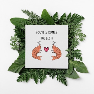 Shrimply The Best Card / Biglietto di anniversario / Biglietto di gamberetti / Shrimply The Best / Per lei / Auto personalizzata / Biglietti di congratulazioni