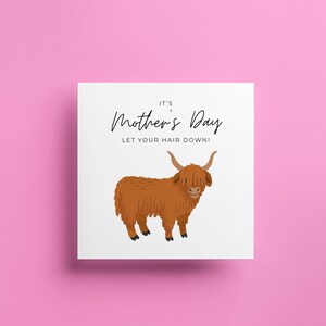 Carte de fête des mères - vache Highland - carte de voeux humoristique - carte pour elle - carte pour maman