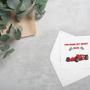 Tarjeta de San Valentín de Fórmula 1: tarjeta divertida para el día de San Valentín, carreras, tarjeta divertida para el día de San Valentín, conductor