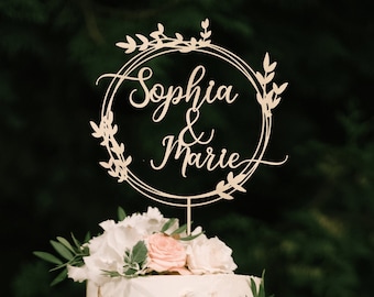 Personalized Wedding Cake Topper, Custom Couples Script Cake Topper for Weddings, Rustic cake topper, Anniversary Cake toppers,Wedding Decor