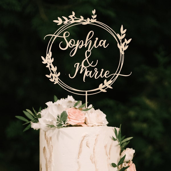 Personalized Wedding Cake Topper, Custom Couples Script Cake Topper for Weddings, Rustic cake topper, Anniversary Cake toppers,Wedding Decor