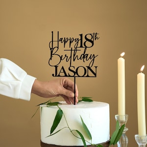 18. Geburtstag Tortenstecker, 30. Geburtstag Cake Topper, Personalisierte Geburtstagsparty Tortenstecker mit Namen, 40. Geburtstag Deko