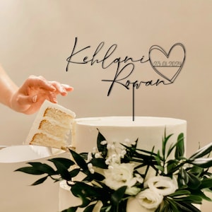 Topper per torta nuziale personalizzato con cuore, Topper per torta con scritta per coppie personalizzate per matrimoni, Topper per torta rustico, Topper per torta di anniversario