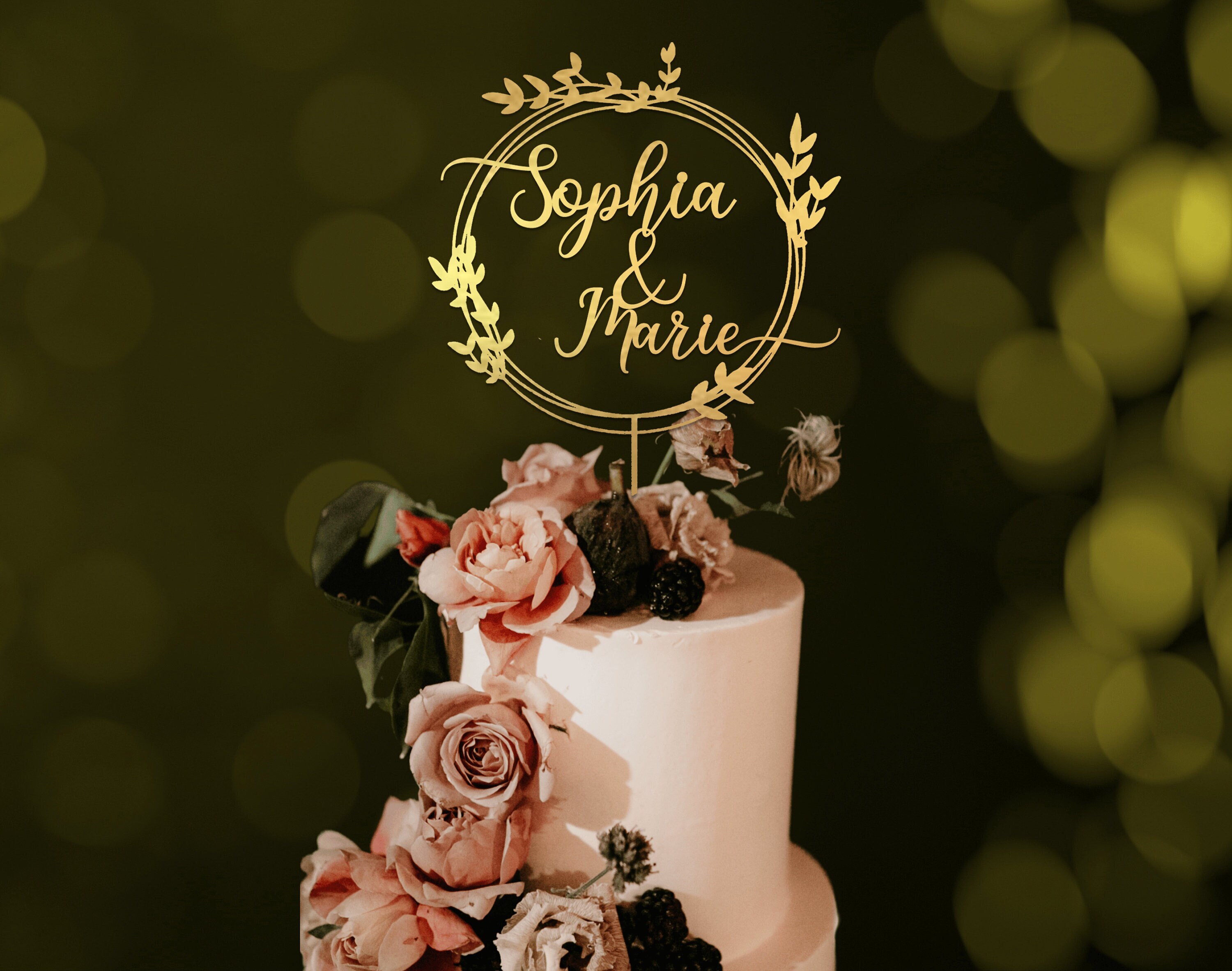 Personalized Wedding Cake Topper, Custom Couples Script Cake Topper for Weddings, Rustic cake topper, Anniversary Cake toppers,Wedding Decor