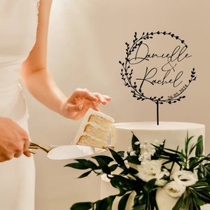 Décoration de gâteau de mariage or avec fleurs, décoration de gâteau de couple personnalisée pour mariages, décoration de gâteau rustique, décoration de gâteau d'anniversaire Noir